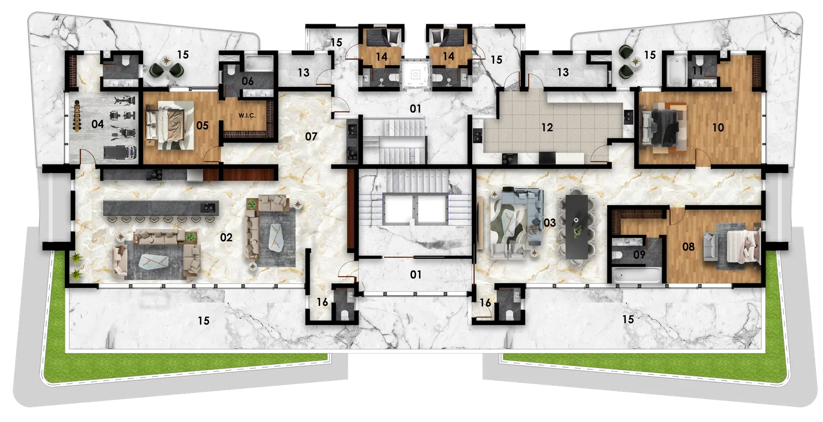 Pegasus Apartments — Level 02 – 06 — floor layout