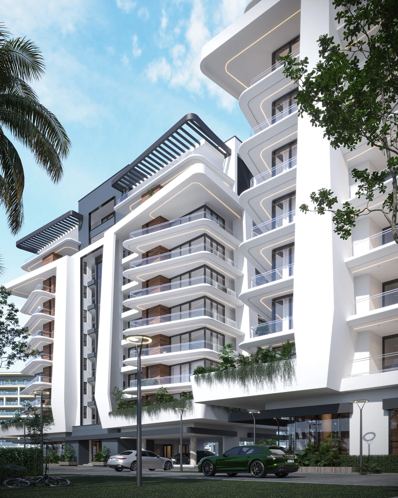 Pegasus Apartments — Tower facade