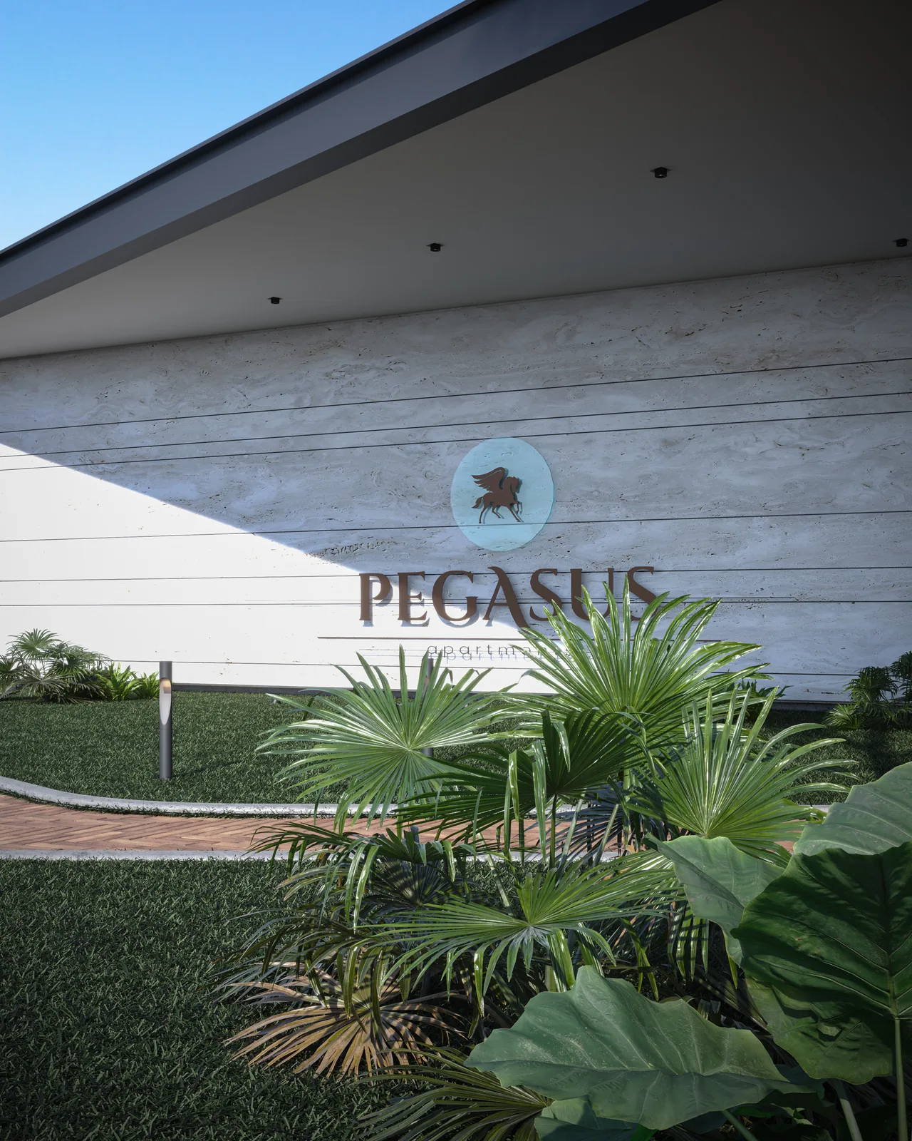 Pegasus Apartments — Pegasus entrance signage