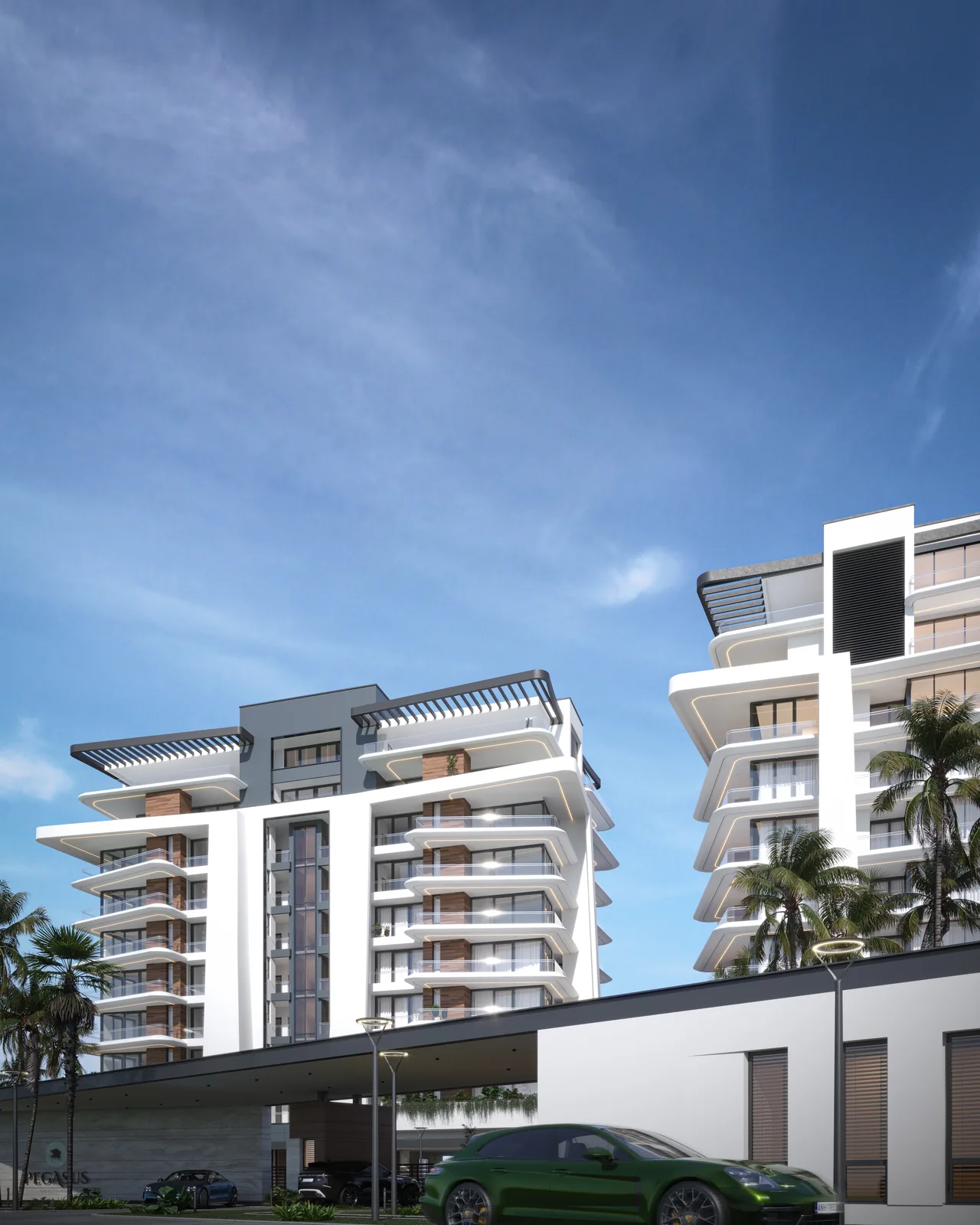 Pegasus Apartments — Approach from the street