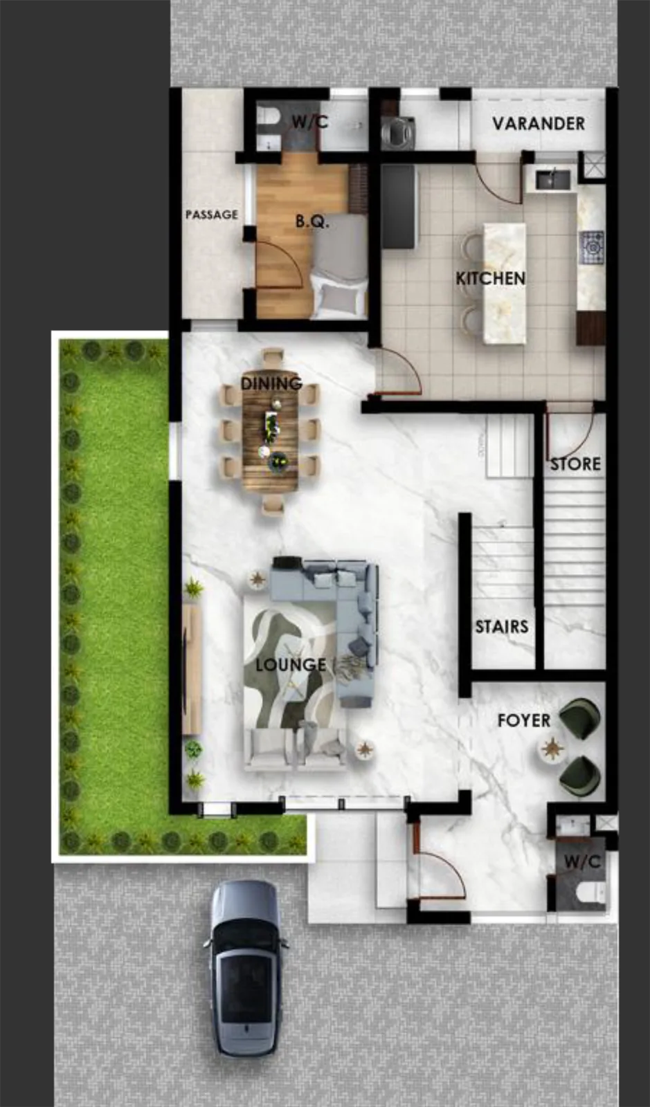 Qoral Grove Residence Jahi — Terrace — ground floor plan